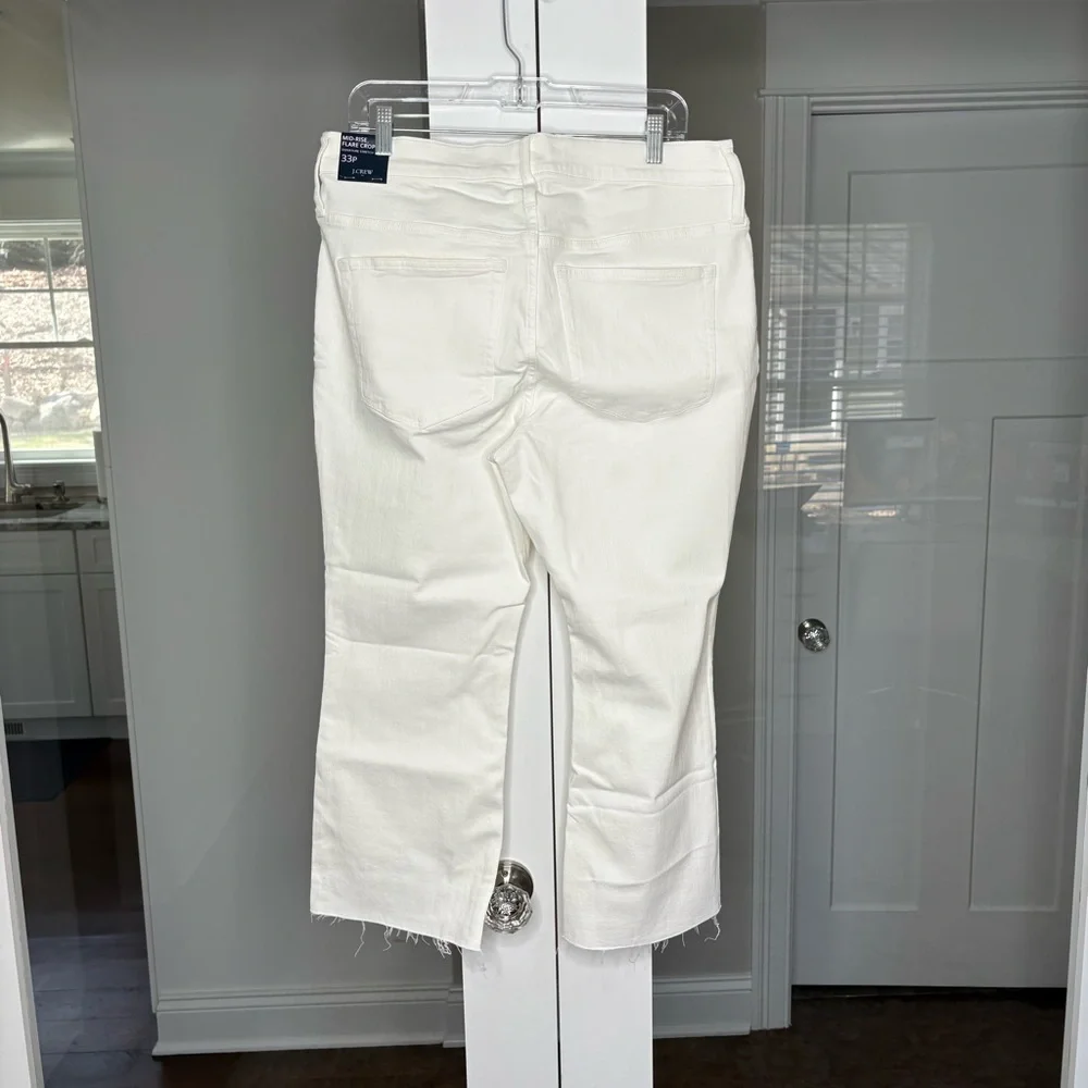 NWT J. Crew Petite Flare Crop Jean Signature Stretch White Denim
